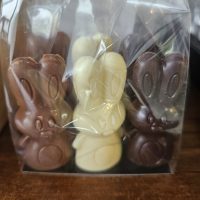 Bag of six solid Easter bunnies in milk, white and dark chocolate — Dangerous Chocolate Rotorua