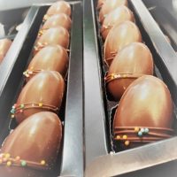 Box of five caramel-filled milk chocolate Easter eggs — Dangerous Chocolate Rotorua