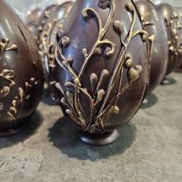 Wildflower dark chocolate Easter egg with gold botanical decoration